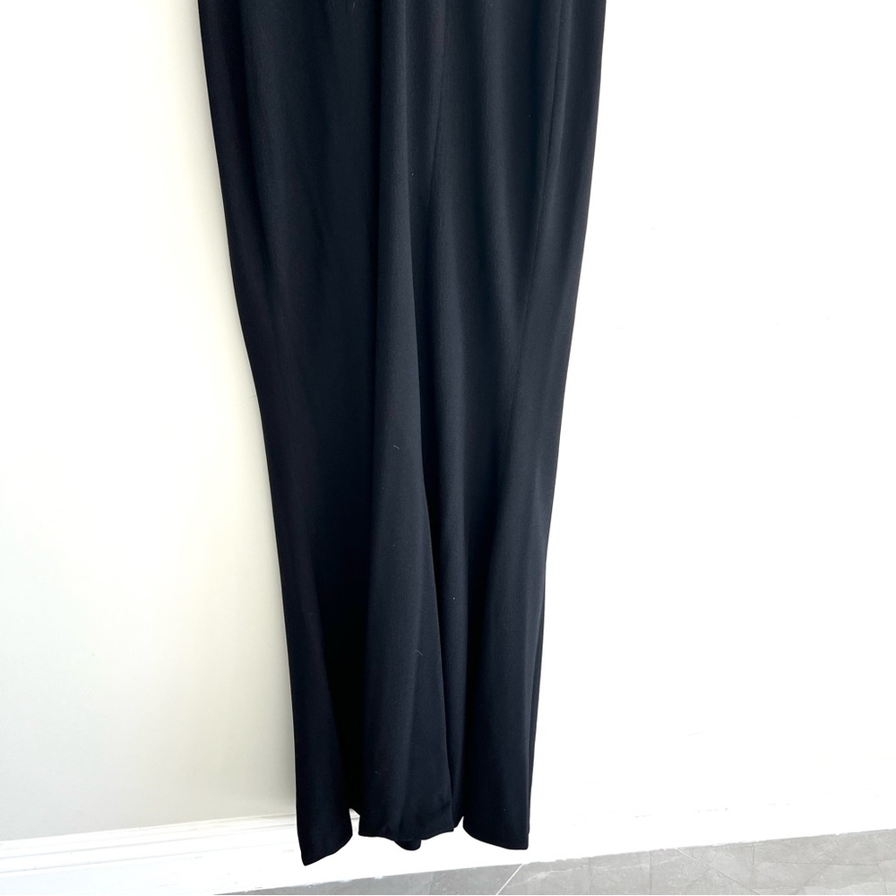 DRESS THE POPULATION Iris Black Side Slit Crepe Classic Maxi Gown Dress Sz XL - Picture 6 of 15